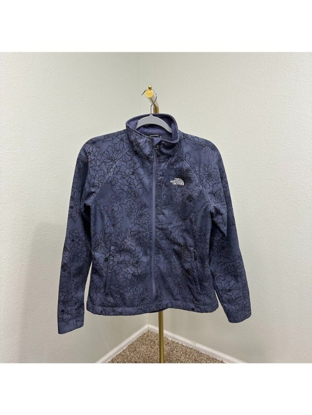 The North Face Apex Floral Softshell Full Zip Jacket w Pockets Womens sz Medium